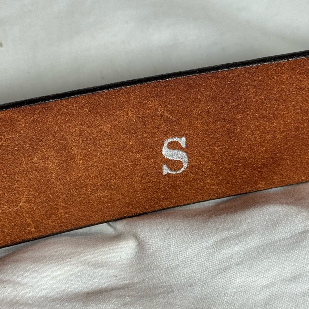 Western Style -Hand Stained Steerhide Leather - Brown Men's Belt - Size 34/36 - Picture 7 of 12